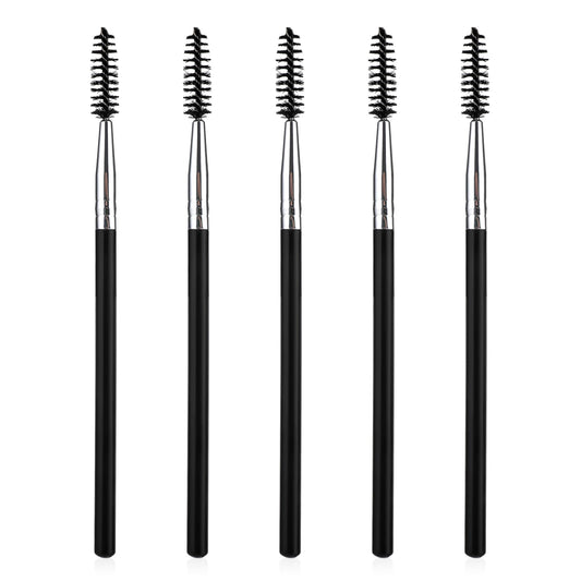 Andibro 5 Pcs Reusable Eyelash Eyebrow Spoolie Brush, Mascara Brush Wands, Long Handle Lash Brush Applicators Portable Eyelash Brush Makeup Lash Spoolies Set for Lash Extensions