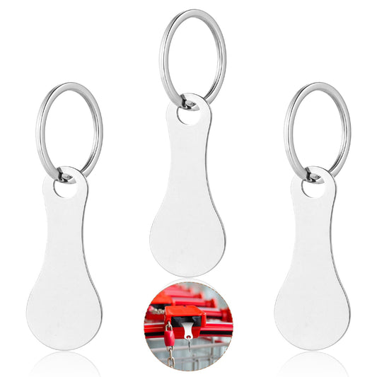 Andibro 3 Pieces Stainless Steel Shopping Trolley Token, Portable Alloy Key Ring Quarter Holder Keychain Removable Shopping Trolley Keyring for Men Women Shopping Cart Multi-tool Grocery(Silver)