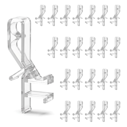 HJZHII 24 Pcs Hidden Channel Valance Clips, 1-7/8Inch Clear Blind Valance Clip Hidden Channel Valance Replacement Clips Clear Plastic Blinds Clip for Wood & Faux Wood Window Blinds with Groove