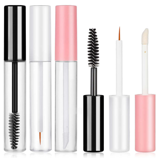 Molain Empty Mascara Tube, 5ML Eyeliner Tube and Lip Gloss Tubes, Eyelash Cream Container Bottle with Rubber Inserts for Castor Oil, Ideal Kit for DIY Cosmetics Clear Travel Bottle(Multil,5ml)