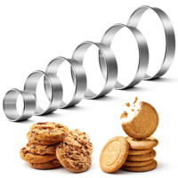 HJZHII 6Pcs Round Cookie Cutter Set(2-6 Inch), Large Biscuit Cookie Cutter Set Stainless Steel Biscuit Cutters Decorative Cookies Baking Tool Set for Baking Donuts Biscuits Sandwiches