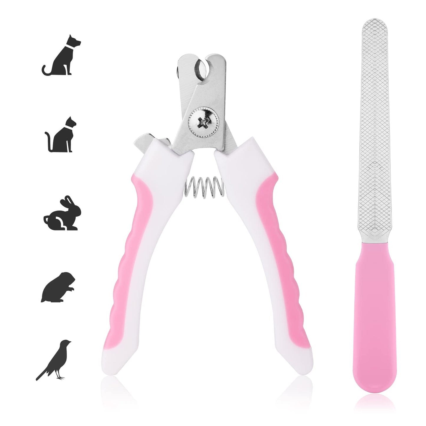 cobee Pet Nail Clippers, Dog Nail Files Dog Nail Clippers Professional Pet Trimmer with Protective Guard and Safety Lock Dog Claw Clippers for Dogs Cats Puppies Kittens Pet Paw Grooming (Pink)