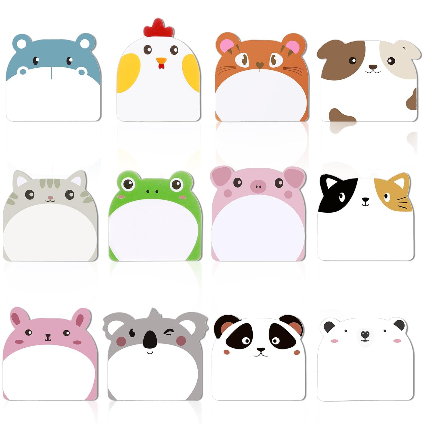 Amaxiu 12 Pack Cute Animal Sticky Notes, 360 Sheets Kawaii Self Stick Notes Cartoon Self-Stick Memo Pads Cute Page Markers Flag for Students Home School Office