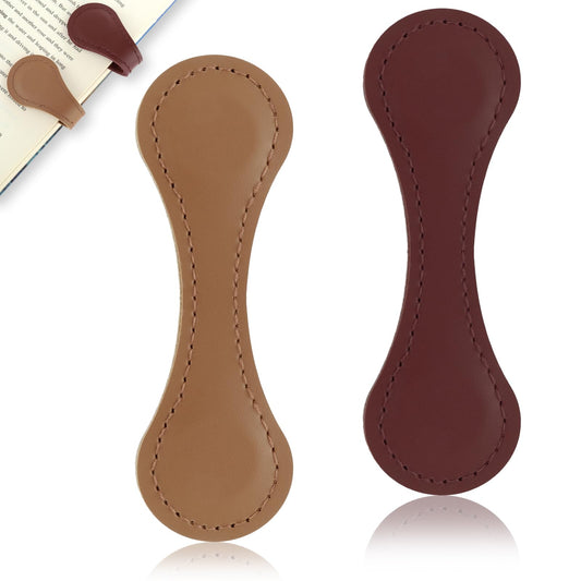 Amaxiu 2pcs Magnetic Leather Bookmarks, Vintage Personalized Bookmark Aesthetic Bookmarks Text Book Mark Ideal Book Marker Clips Gifts for Book Lover Readers Teacher Students Women Men(brown+burgundy)