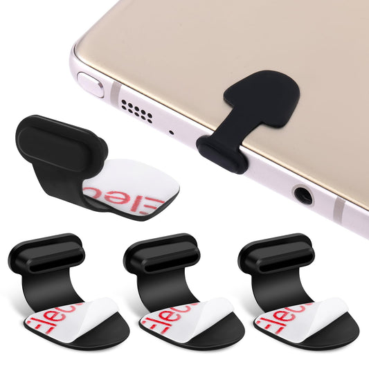 Amabro 4PCS Type C Port Dust Plug, USB C Dust Cap Anti-Dust Charging Port Plug Silicone Dust Protector Anti Dust Plug Cover Anti-Lost Protective Case Compatible with Laptop Smartphone (Black)