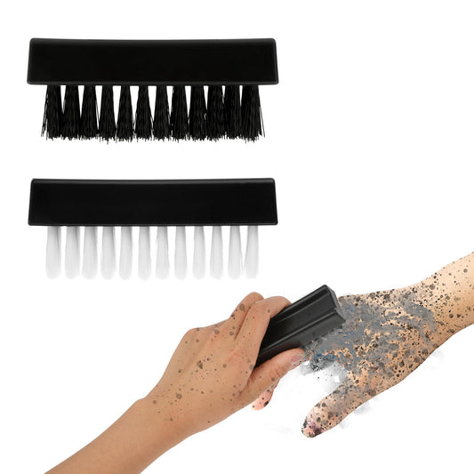Amaxiu Hand Nail Brush for Cleaning Fingernails, Durable Nylon Firm Stiff Scrub Bristles Nail Scrubber Brushes for Men Mechanics Gardeners Scrubbing under Fingers Foot Toes(2 Pack, Black+White)