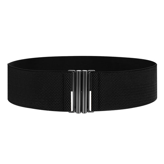 JIEYAO Wide Elastic Waist Belts for Women, Vintage Stretch Waist Belt Elastic Belt for Dresses with Lock Buckle(black)