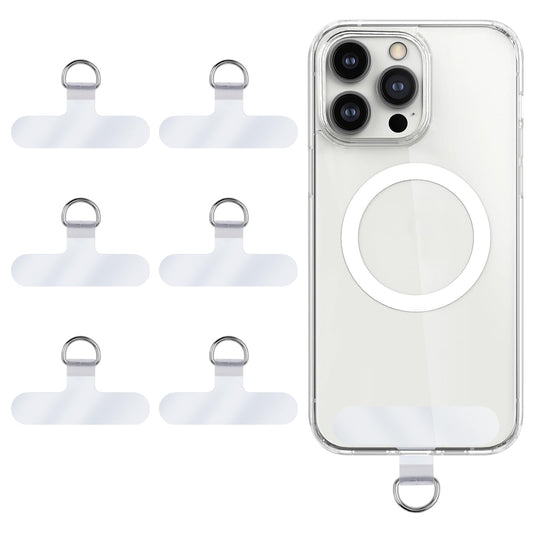 Giantree 6Pcs Cell Phone Tether Tab, Universal Clear Phone Lanyard Patch Pad Without Adhesive Phone Strap Connector with Metal Ring for Cell Phones Security Drop Protection