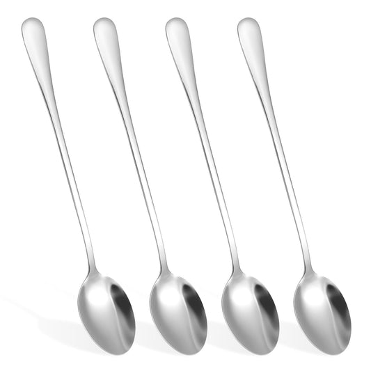 HJZHII 12 Piece Latte Long Handle Spoons, Stainless Steel Long Teaspoons Set 7.8 Inch (19.8cm) Long Stirring Coffee Spoons for Latte Coffee Cake Dessert Spoon for Home and Restaurant