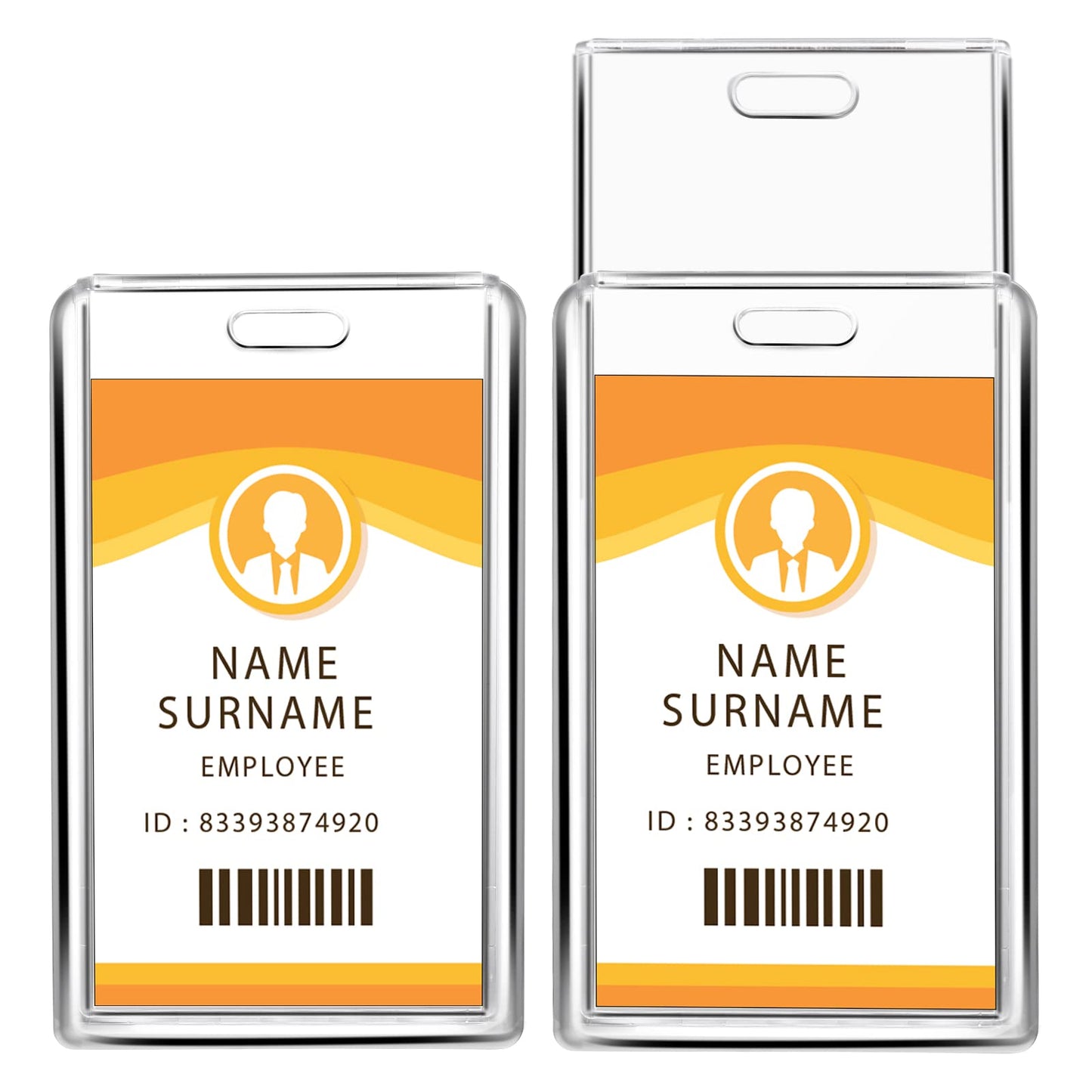 cobee 2 Card Badge Holder, 2 Pieces Heavy Duty ID Card Badge Holder Hard Plastic Card Protector Case for ID Credit Card Driver Licenses Passes Office School Supplies(Vertical)