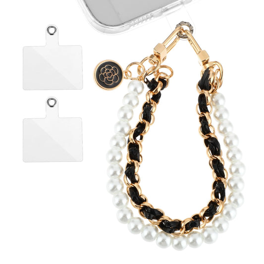 Giantree Universal phone Lanyard, Cell Phone Pearl Chain with 2Pcs Back Patch Phone Charms Wrist Strap Fit for Most Cell Phones & Phone Case (Color 4)