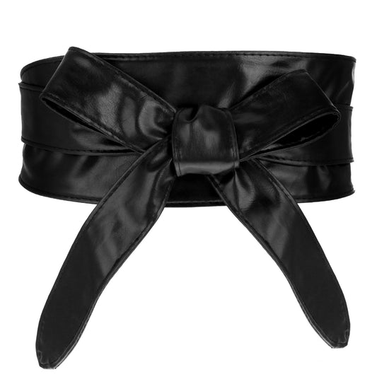 Bewudy Women Obi Belt for Women Fashion, PU Leather Wrap Wide Cinch Belt for Dress, Waistband Waist Corset Belt for Ladies (S: Fits Waist 22"-28")
