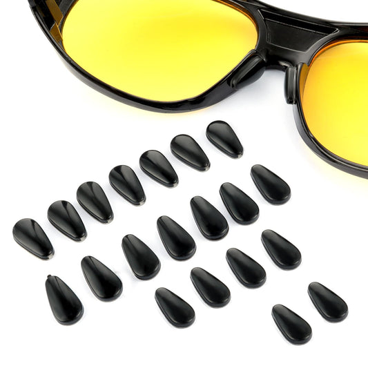 Bewudy 10 Pairs Eyeglass Nose Pads for Glasses, 3mm Adhesive Eyeglasses Nose Grips with Airbag, Soft Silicone Nosepads for Eyeglasses Sunglasses Reading Glasses (Black)