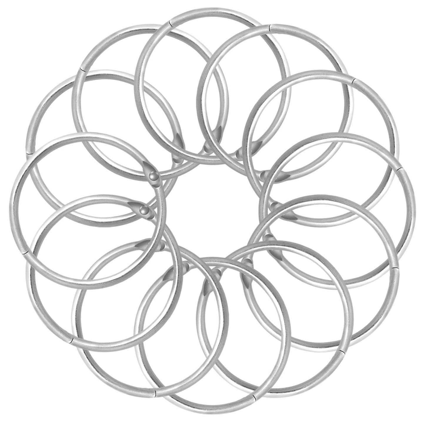 AOZUO Pack of 12 crochet rings, metal ring, 50 mm, shower curtain rings, extra large book rings, book binding rings, book ring binder, metal rings, book ring, round shower ring for scrapbook, album,