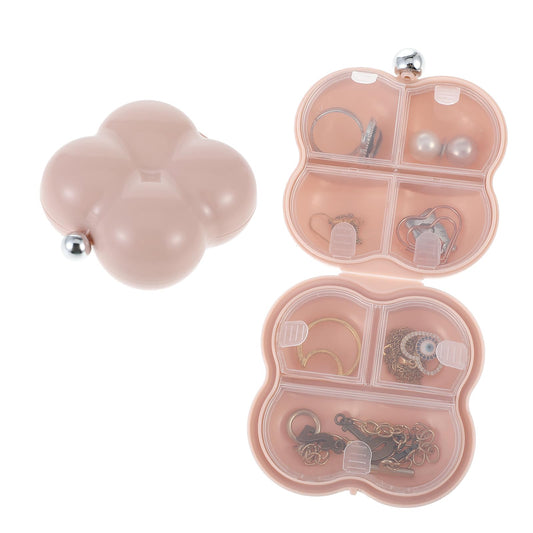 AOZUO Small Jewelry Travel Case, Clouded Shaped Portable Jewelry Box Earring Case Organizer Fancy-looking Trinket Box with 7 Compartments for Rings Earrings Necklaces Jewelry and Pills (Pink)