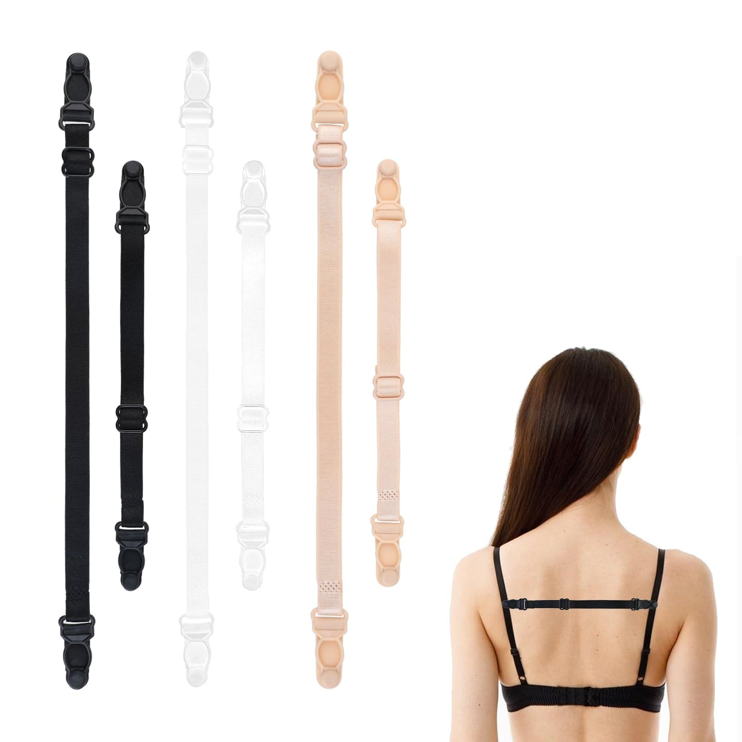 Molain 6 Pcs Bra Strap Holders for Slipping, Racer Back Conceal Bra Straps, Women's Elastic Bra Strap Holder Bra Clips to Make Racerback Conceal Straps Bra Accessories