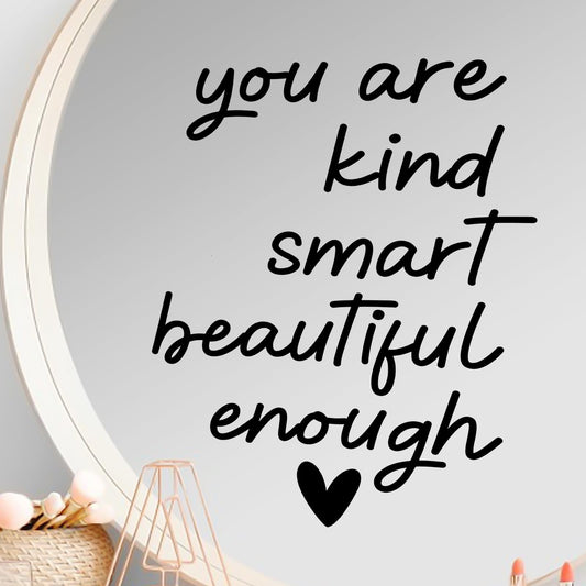 AOZUO 3PCS Mirror Decal, Inspirational Quote Mirror Sticker Mirror Decals Self-Adhesive Girl Bathroom Decor Sticker Positive Quotes Stickers Motivational Sentence Stickers Waterproof Decals(Black)