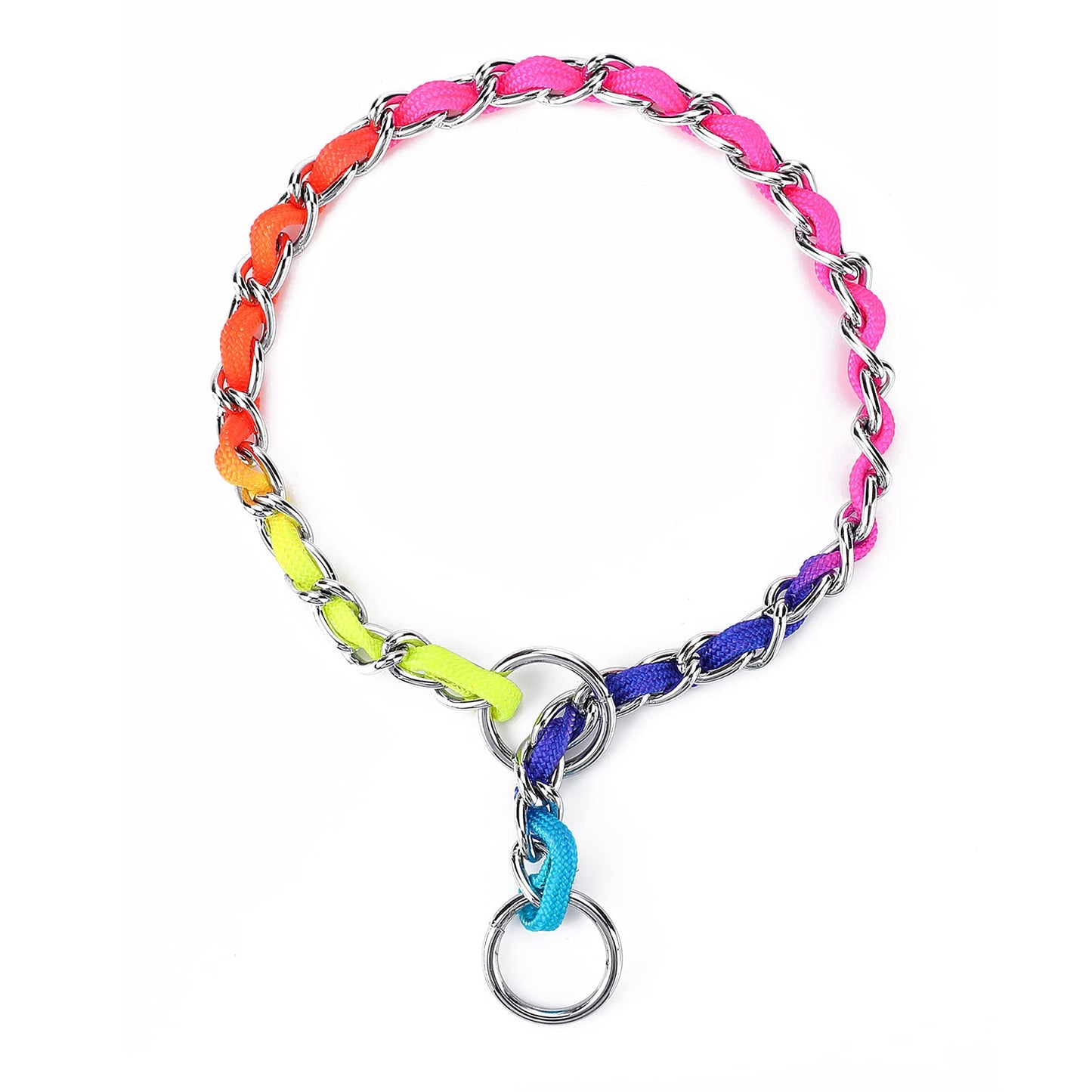 Molain Rainbow Dog Collar, Adjustable Puppy Collars, Stainless Steel Cat Collar, Pet Training Collars for Small Medium Large Dogs