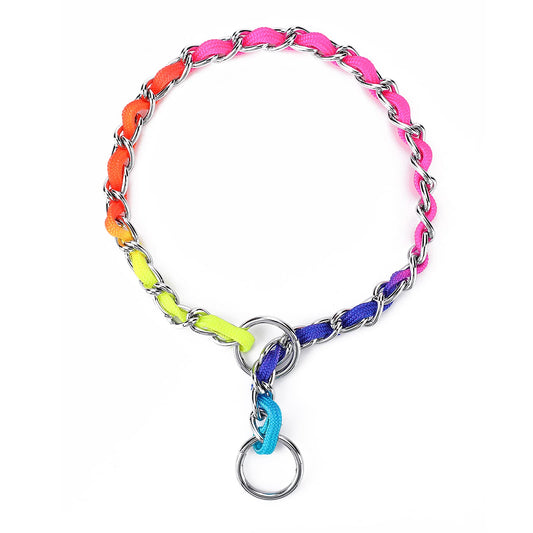 Molain Rainbow Dog Collar, Adjustable Puppy Collars, Stainless Steel Cat Collar, Pet Training Collars for Small Medium Large Dogs
