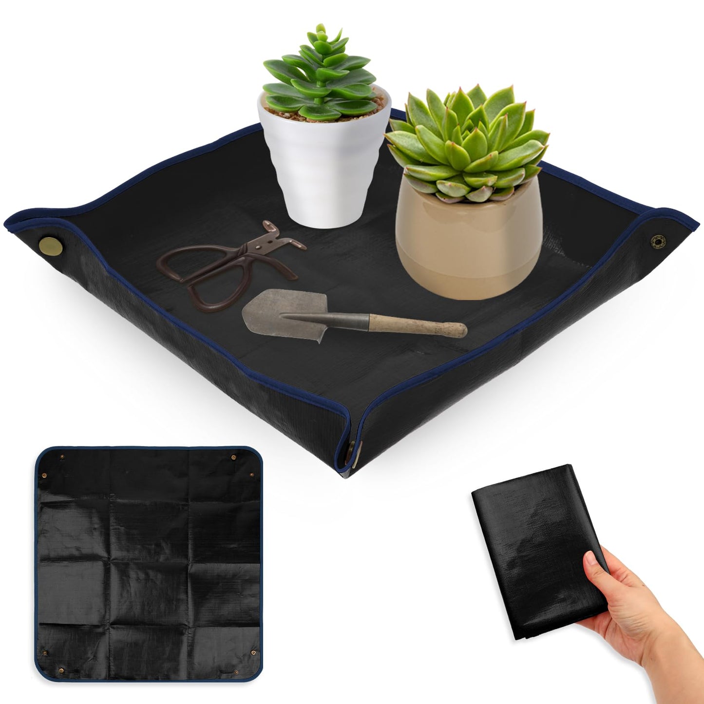 TIESOME Repotting Mat For Indoor Plants, 13" x 13" Waterproof Plant Mat for Transplanting and Potting Soil Mess Control Portable Succulent Planting Gardening Gifts for Women Men Plant Lover Gifts