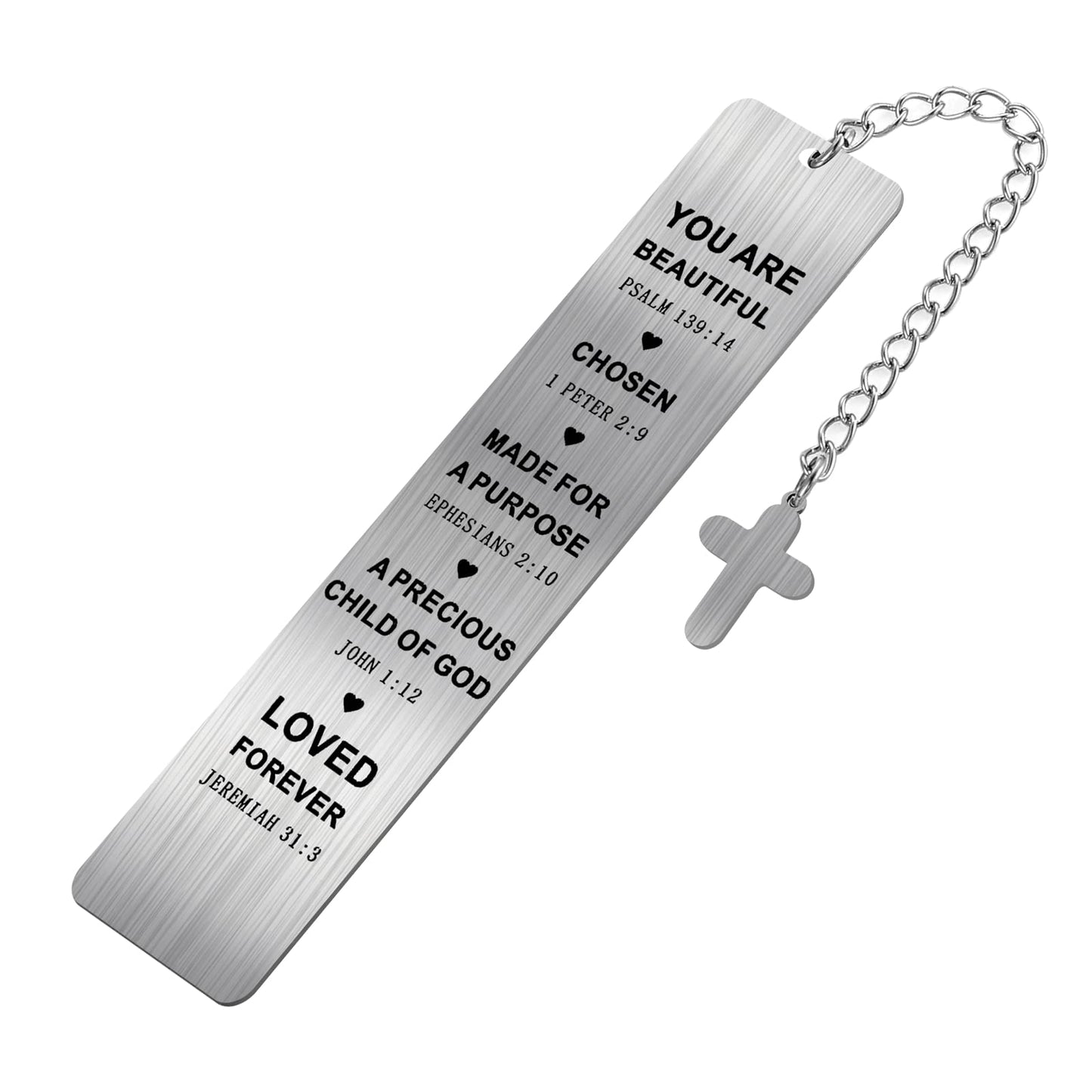 cobee Inspirational Christian Bookmark, Bible Verse Bookmark Gift for Girls Women Motivational Metal Bookmark with Cross for Book Lovers Teacher Birthday Christmas Gifts