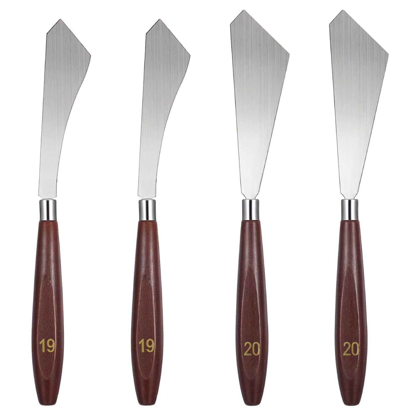MBAIYO 4 Pcs Painting Knife,Palette Knife Stainless Steel Palette Tool with Wooden Handle Scraper for Oil Acrylic Painting
