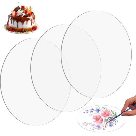 Amabro 3 Round Acrylic Cake Plates 18 cm Reusable Cake Board