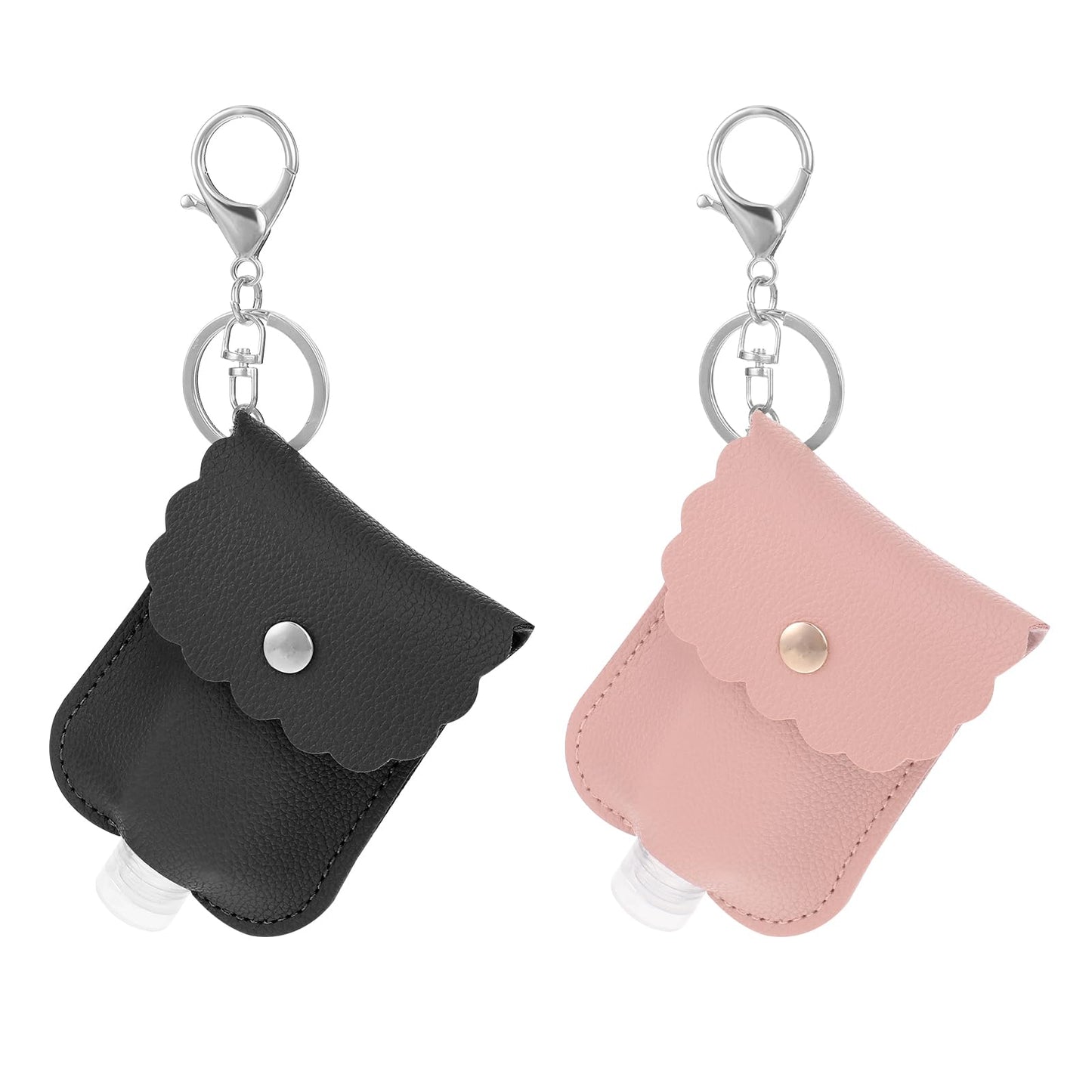 Giantree 2 Pcs Mini Hand Sanitizer Keychain, Portable Leather Hand Sanitizer Holder Hand Sanitizer Travel Size Keychain Hand Sanitizer Travel Bottle Refillable for Soap Lotion Liquids