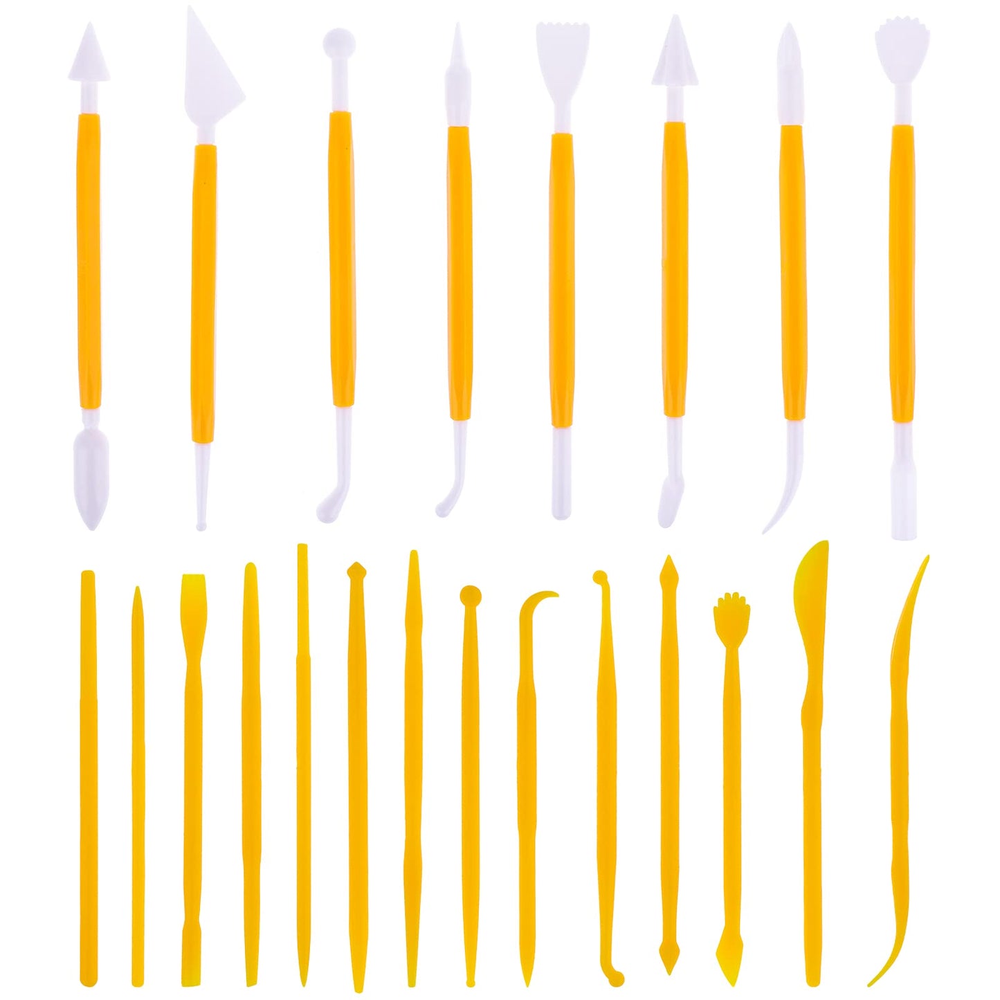 Cobee Plastic Clay Sculpting Tools, Pottery Clay Carving Tools Double-Head Modelling Tools Polymer Clay Tools for Kids Beginners DIY Craft Cake Decorating(22 Pcs)