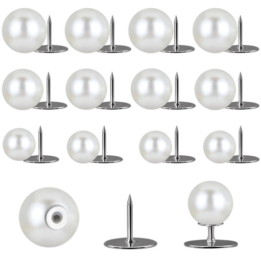 AOZUO 12 Pieces Pearl Buttons, 3 Sizes Pearl Brooches, Buttons Without Sewing, Pearl Pins for Clothing for Women and Girls, Dresses, Sweaters, Scarves, Decorations, Shirts, Coats (10mm/12mm/14mm)