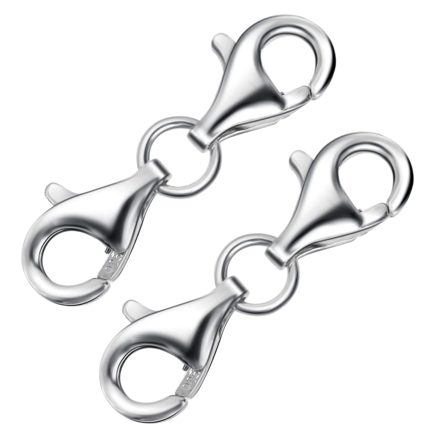 TIESOME Double Lobster Clasp, 925 Sterling Silver Necklace Jewelry Keychains and Closures (2pcs) for Keychains, Lanyards, Keys, Charms, Jewelry, Artwork