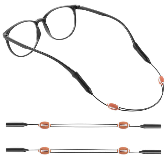 Amabro 2PCS Adjustable Glasses Strap, No Tail Eyeglass Holder Sports Eyewear Retainer Sunglasses String Holder Kid Glasses Strap for Men Women 35cm/14in(Rugby)
