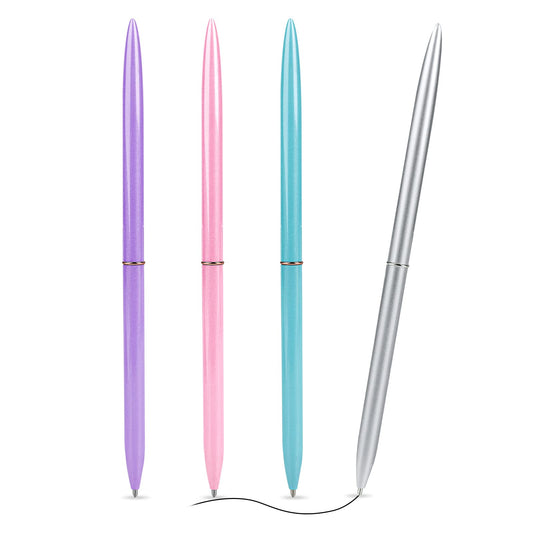 cobee Aesthetic Metal Ballpoint Pens, 4 Pieces 1mm Retractable Rollerball Pens Cute Metallic Ball Point Pen Black Ink Pastel Pens School Office Supplies Gift for Business Office Students Teachers