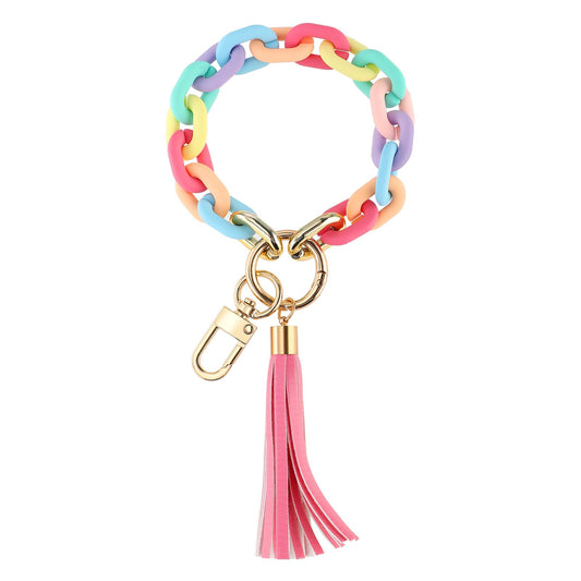 Bewudy Wristlet Bracelet Keychain Car Keychain Holder Tassel Keychain Bangle Key Ring Color Chain Link Bangle Chains for Women