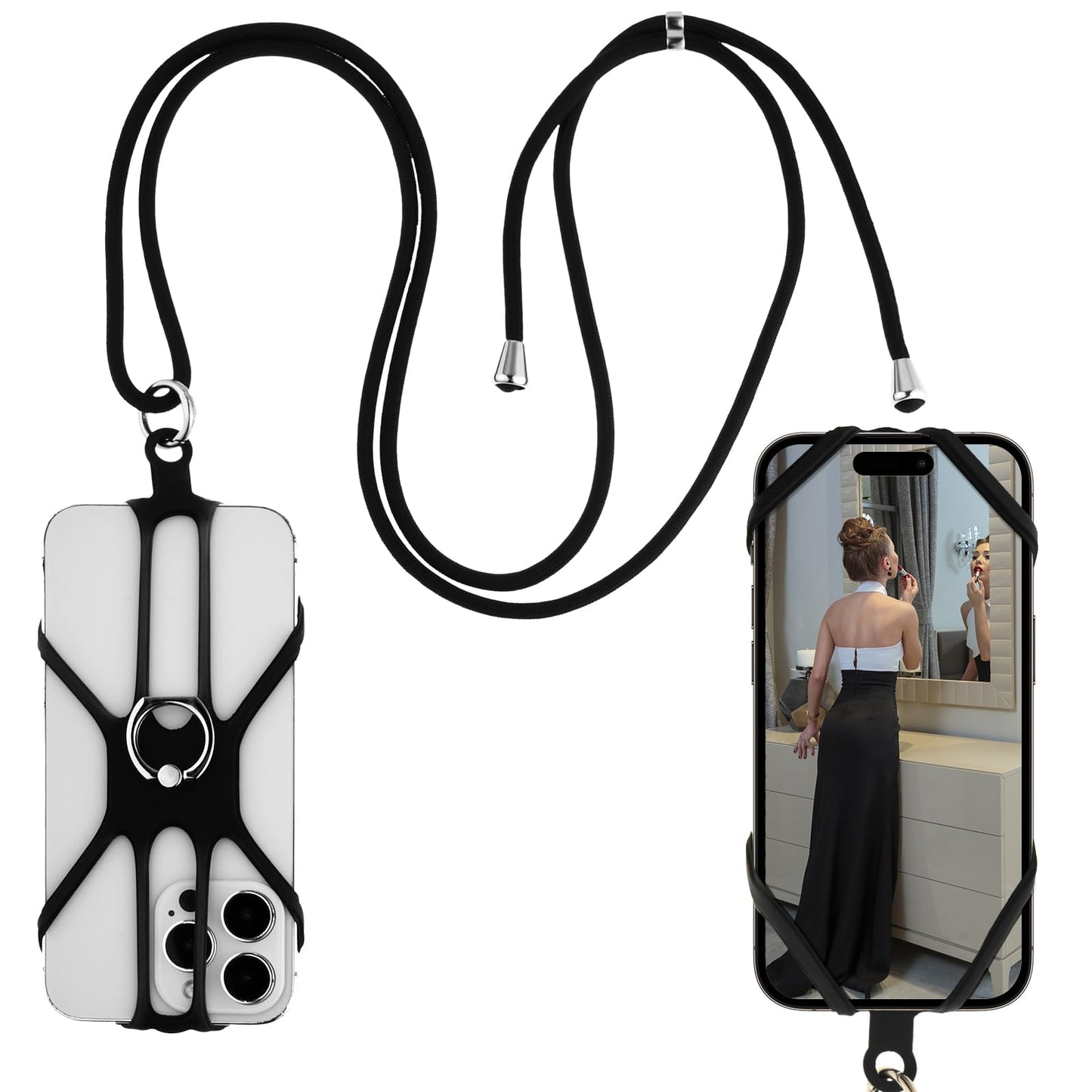 Giantree 2 in-1 Phone Lanyard with Phone Ring, Silicone Phone Chain Universal Mobile Phone Strap Mobile Phone Cord Mobile Phone Lanyard Compatible with Most Phone and Smartphone Cases