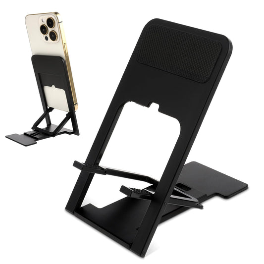Andibro Foldable Cell Phone Stand, 4-angle Portable Phone Holder Adjustable Phone Dock Cradle Desktop Mobile Stand Office Desk Accessories Thin Travel Holder for Mobile Phone Tablets(Black)