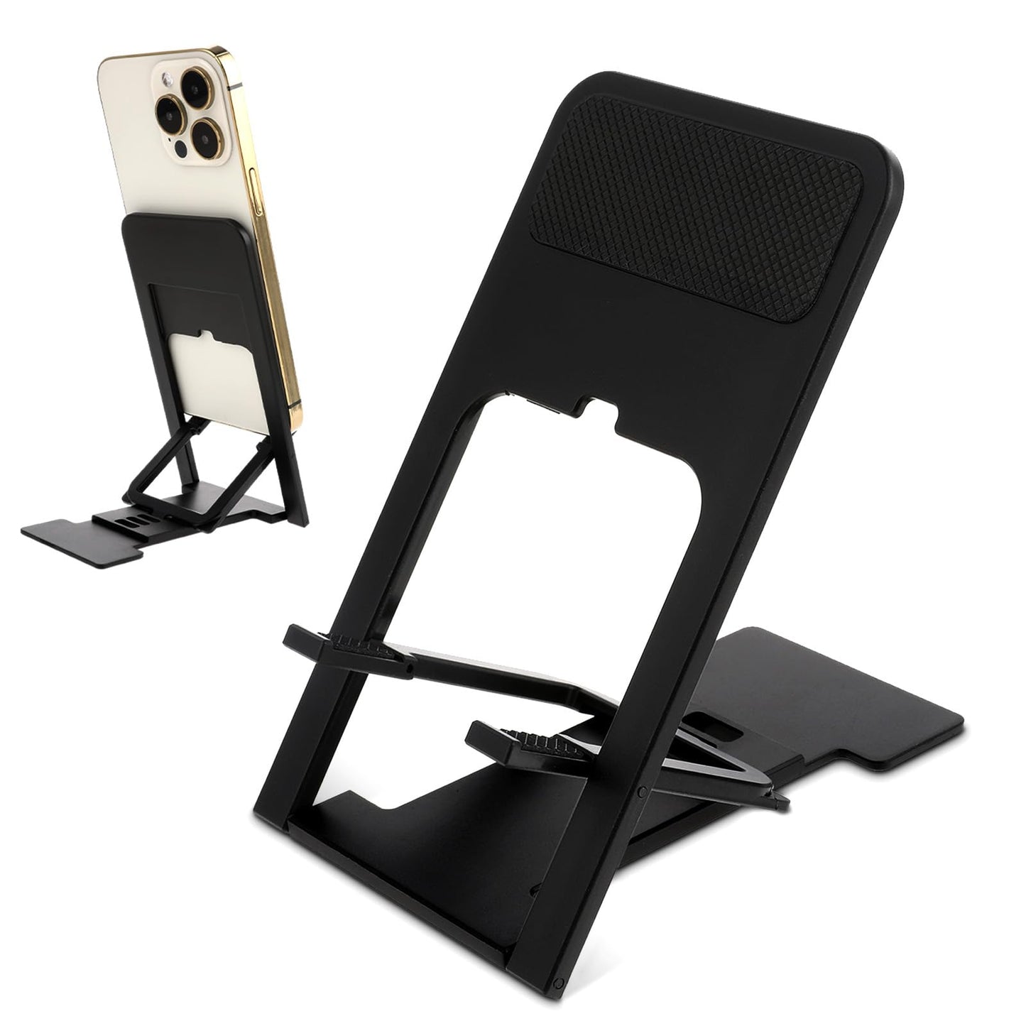 Andibro Foldable Cell Phone Stand, 4-angle Portable Phone Holder Adjustable Phone Dock Cradle Desktop Mobile Stand Office Desk Accessories Thin Travel Holder for Mobile Phone Tablets(Black)