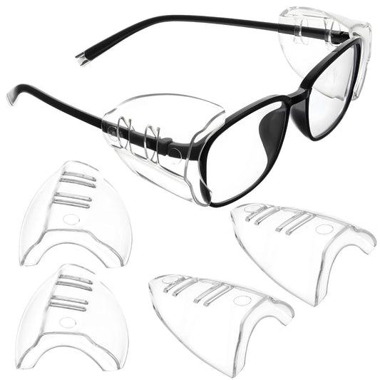 JIYIN 3 Pairs Safety Glasses Side Shields for Prescription Glasses, Flexible Slip On Eye Protection Glasses Side Shields Fits S to L Eyeglasses