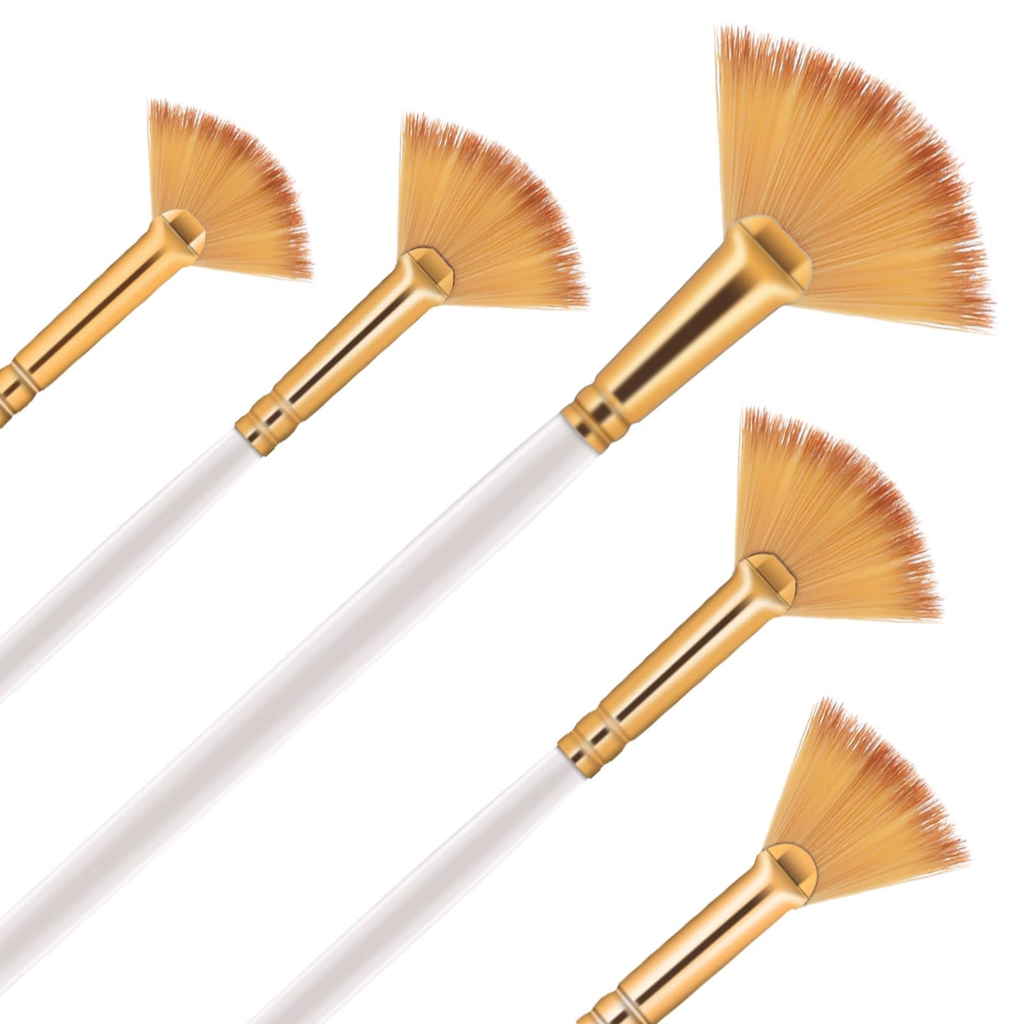 Giantree 5 Pcs Fan Paint Brushes Sets, Oil Acrylic Paint Brushes Wood Handle Nylon Hair Watercolor Fan Brush for Painting Brush for Acrylic Painting Oil Watercolor Painting DIY Craft Art Painting