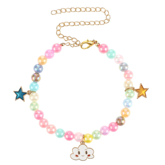 Amaxiu Small Dog Cat Pearl Collar, Adjustable Dog Necklace Cat Neck Strap Dog Accessories Cat Collars for Girl Cats Puppy(Gradient Color)