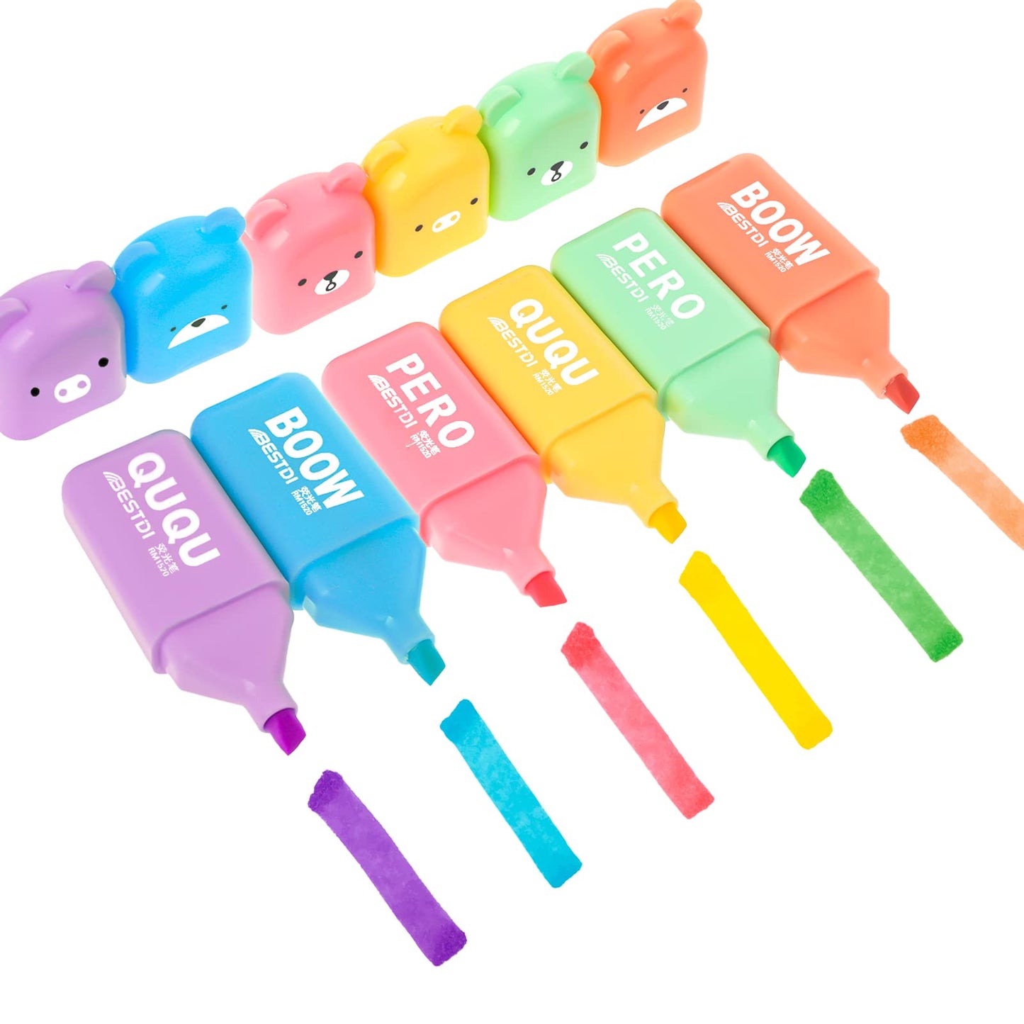 TIESOME Mini Pastel Highlighter, 6-Pack Cute Bear Highlighter Set Kids Markers Beautiful Slim Highlighter Creative Highlighter for Diary Coloring Book Student Office School Supplies