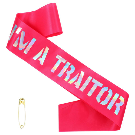 Molain I'M A TRAITOR Sash with Gold Foil - Funny Black Going Away Party Decorations Later Traitor Retirement Sash for Coworker Moving Away Job Change Later Relocating Party Sashes for Women Men(Pink)