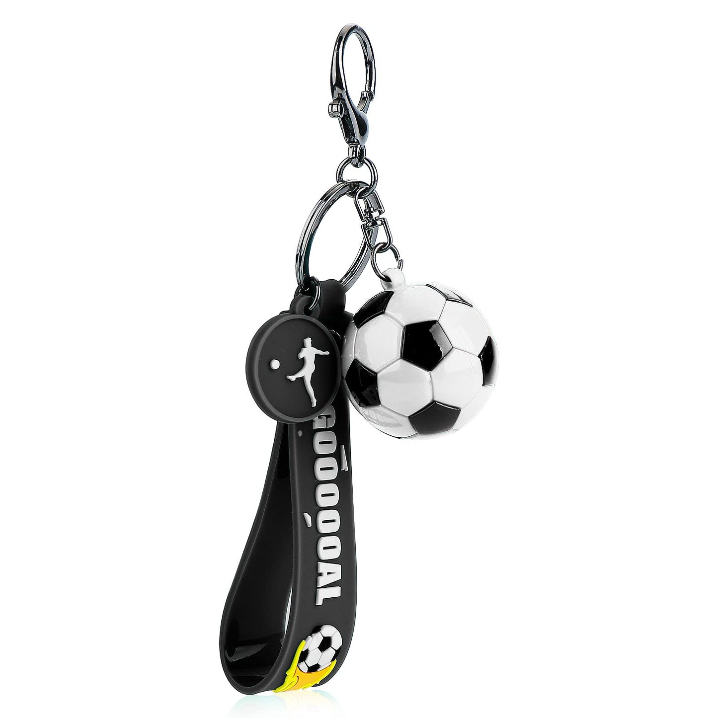 cobee Soccer Gifts Key Chain, Inspirational Silicone Key Rings Football Keychains for Boys Girls Teens Sports School Carnival Reward Party Favors(White Ball)