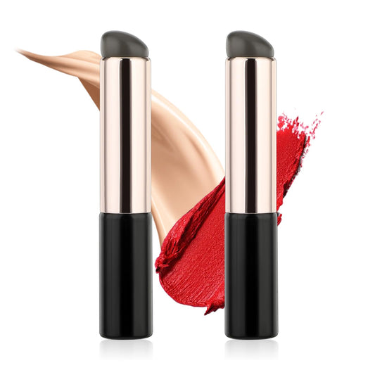 Amabro Silicone Lip Makeup Brush, 2pcs Reusable Lipstick Applicator High Elastic Round Head Make Up Brushes for Lip Gloss, Lip Oil, Lip Mask Portable Makeup Accessories, Daily and Travel Essentials