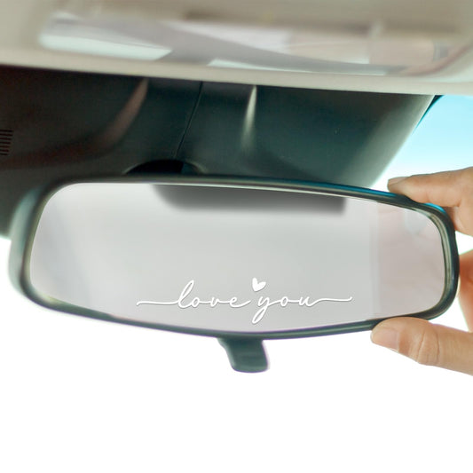 AOZUO Pack of 4 Love You Mirror Stickers, Heart Mirror Stickers, Vinyl Rear View Mirror Sticker, Self-Adhesive Car Accessories, Gift for Rear View Mirror, Window, Water Bottle, Driver, Gifts