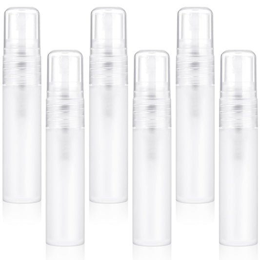 Molain 6 Pack Mini Portable Spray Bottle, 5ml Refillable Frosted Perfume Bottle Fine Mist Travel Empty Bottle Container Essential Oil Perfume Makeup Remover Dispenser for Travel and Outing Cleaning