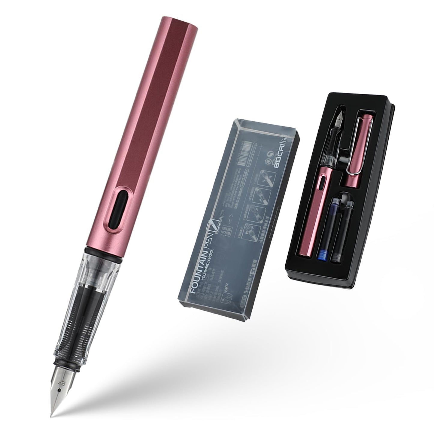 cobee Fountain Pen Set, Extra Fine Point Fountain Pen with 2 Ink Sac and 1 Ink Refill Converter 0.38mm Smooth Writing Pen Calligraphy Pens for Journaling School Office Supplies (Black)