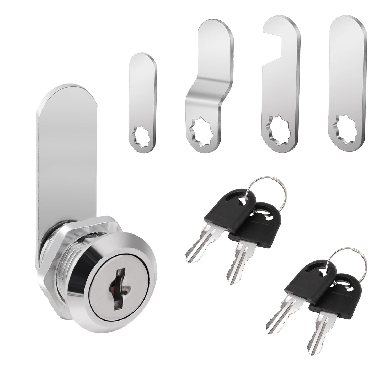Giantree Cabinet Locks with Keys, Mailbox Cam Lock 5/8" Cylinder, Letterbox Lock with 4 Keys and 4 Different Lock Plates, File Cabinet Lock Replacement Tool Box Locks(16mm Lock Cylinder)