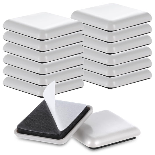 AOZUO 12Pcs Furniture Sliders,1.5 Inches Square Self-Adhesive Furniture Sliders Pads, Reusable Furniture Chair Leg Sliders Carpet Sliders for Hardwood Floors Moving Table Desk Bed Sofa Couch Cabinet