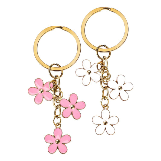 Jeffdad 2Pcs Cute Keychains For Women, Small Keychain for Backpacks for Girls, Keyring For Women Girls Gifts Purse Bag (Pink White 2 Pcs)